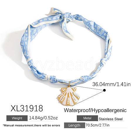 304 Stainless Steel Pendant Printed Scarf Necklaces FS-WGD2FA8-16-1