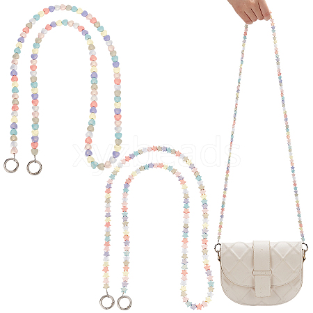 WADORN 2Pcs 2 Styles Rainbow Macaron Color Resin Beaded Bag Straps DIY-WR0002-64-1