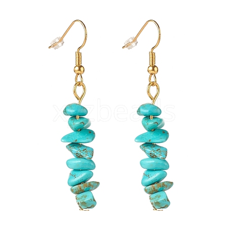 Synthetic Turquoise Chip Beaded Dangle Earrings EJEW-JE04788-07-1