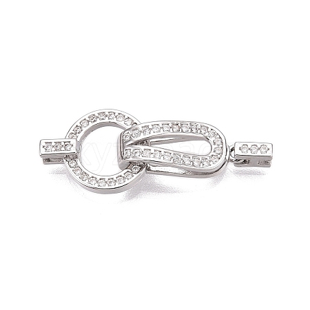 925 Sterling Silver Micro Pave Clear Cubic Zirconia Fold Over Clasps STER-T007-111P-1