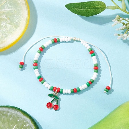 9Pcs Fruit Theme Alloy Enamel Charm Bracelets BJEW-MZ00206-09-1
