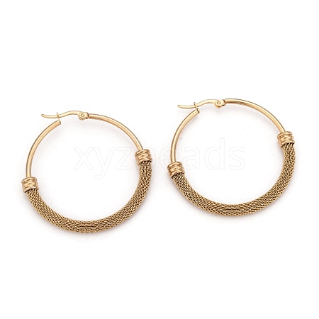 304 Stainless Steel Mesh Hoop Earrings EJEW-O096-09D-G-1