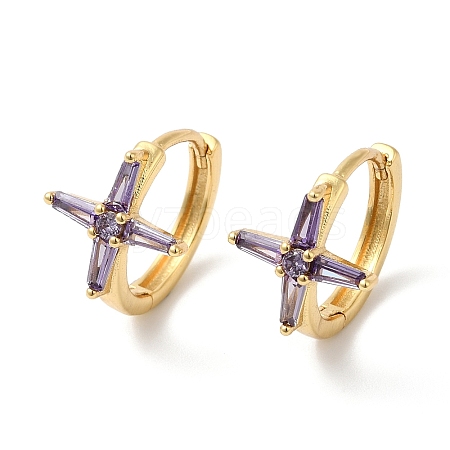 Cross Cubic Zirconia Cuff Earrings EJEW-G348-16G-01-1