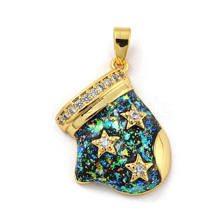 Christmas Brass Micro Pave Cubic Zirconia Pendant KK-H468-02A-03G-1