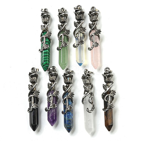 Natural & Synthetic Mixed Gemstone Faceted Double Termimal Pointed Big Pendants G-P547-03AS-1