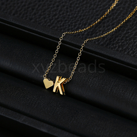 Alloy Letter Heart Pendant Necklaces for Women WGBB55E-07-1