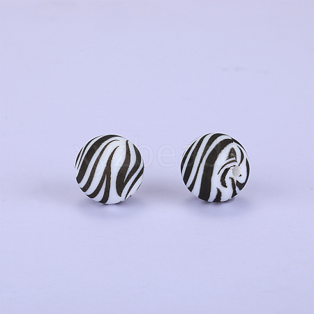 Printed Round Silicone Focal Beads SI-JX0056A-17-1