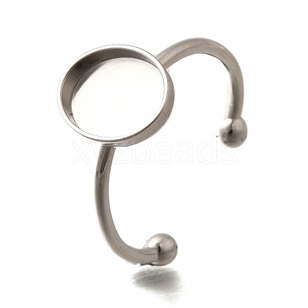 304 Stainless Steel Open Cuff Ring Components STAS-M057-01I-P-1