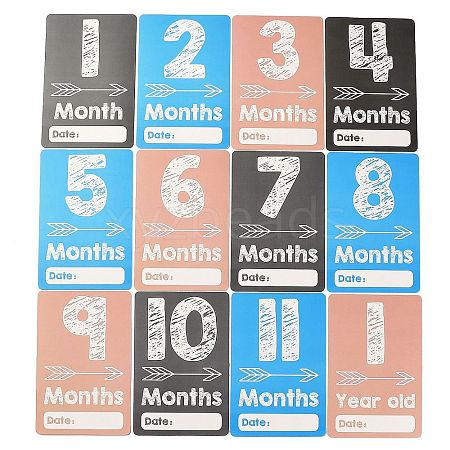 Paper 1~12 Months Number Themes Baby Milestone Cards Sets DIY-H127-A02-1