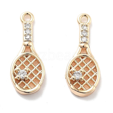 Rack Plating Brass Clear Cubic Zirconia Pendants KK-M102-15G-A-1