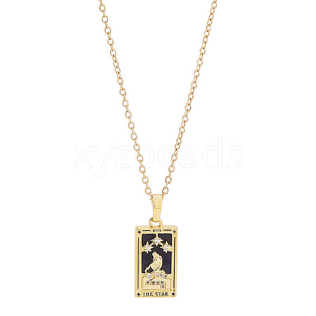 Brass with Cubic Zirconia Pendants Necklaces NJEW-LP0001-45E-G-1