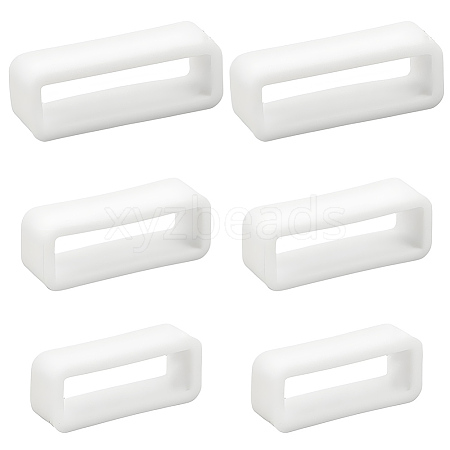 30Pcs 3 Styles Rectangle Silicone Retainer Buckle Holder Watchbands Retaining Hoop Replacement Watch Strap Clasp FIND-CN0002-39B-1