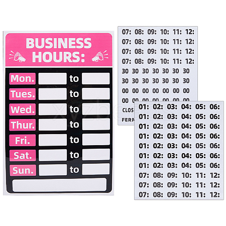 Gorgecraft PVC Business Hours Sign Stickers DIY-GF0008-69B-1