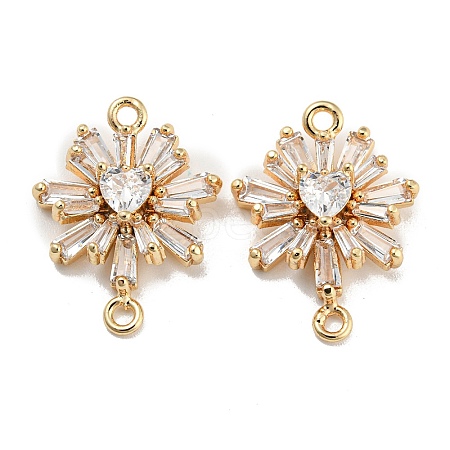 Brass Pave Clear Cubic Zirconia Connector Charms KK-Q789-06G-1