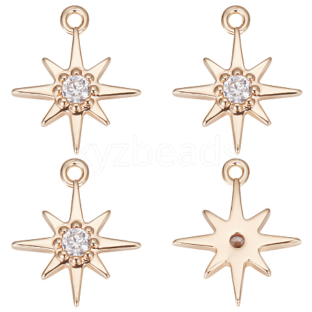 Beebeecraft Brass Cubic Zirconia Charms KK-BBC0005-22-1