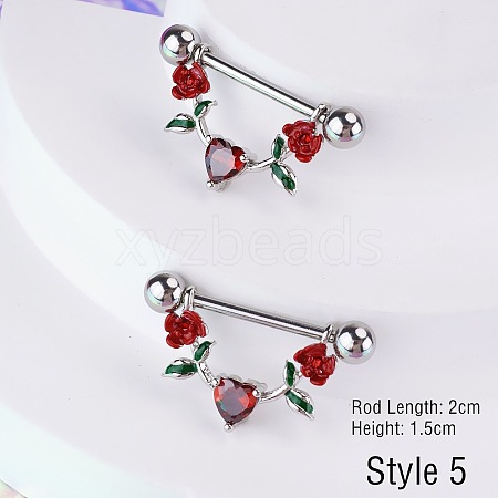 316L Surgical Stainless Steel Pave Dark Red Cubic Zirconia Nipple Stirrup FS-WGDE58A-05-1