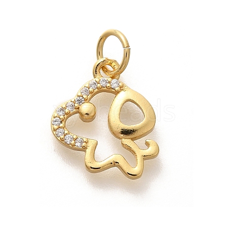 Rack Plating Brass Micro Pave Cubic Zirconia Pendants KK-H508-28G-12-1