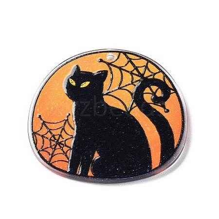 Halloween Theme Opaque Printed Acrylic Pendants OACR-G013-03D-1