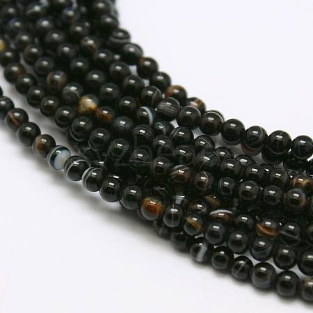 Natural Black Agate Bead Strands G-A130-2mm-K01-1