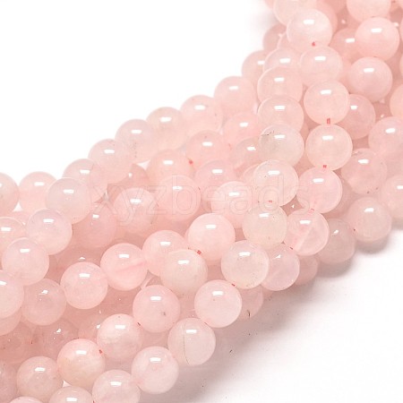 Natural Rose Quartz Round Bead Strands X-G-P072-05-8mm-1