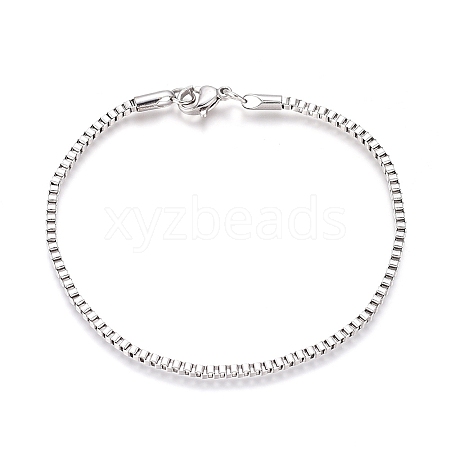 Tarnish Resistant 304 Stainless Steel Box Chain/Venetian Chains
 Bracelets BJEW-G629-01P-1