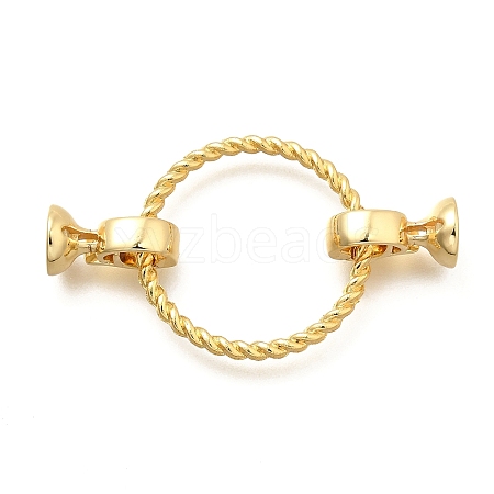 Flat Round Rack Plating Brass Fold Over Clasps KK-S508-20G-1