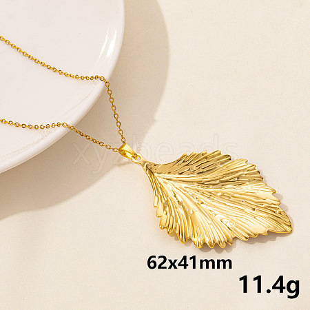 Stainless Steel Leaf Pendant Necklaces QM4235-2-1