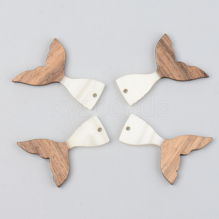 Opaque Resin & Walnut Wood Pendants RESI-S389-032A-C04-1