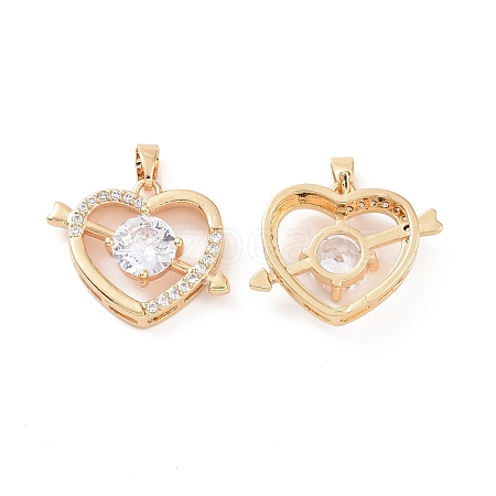 Brass Micro Pave Clear Cubic Zirconia Charms KK-E068-VC448-1