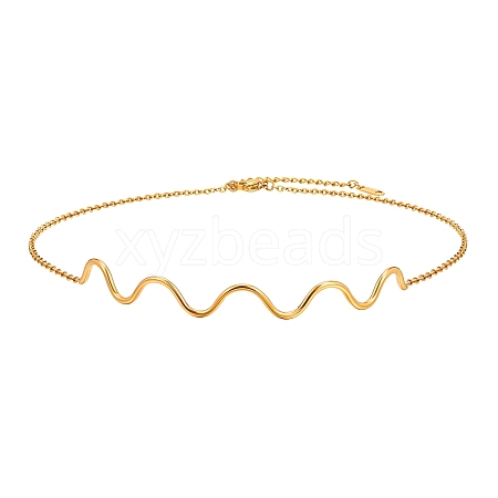 Stainless Steel Wavy Line Choker Necklaces PW-WG07BB7-01-1