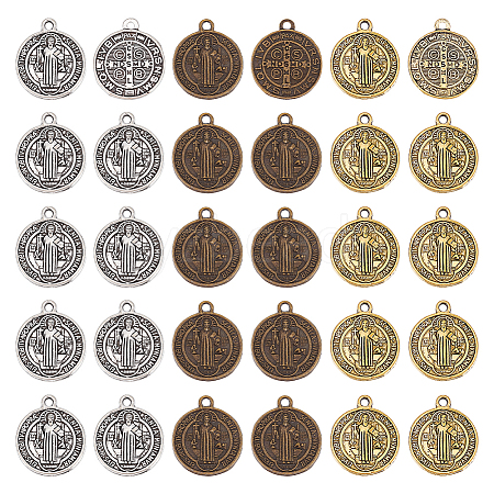  60Pcs 3 Colors Tibetan Style Pendants TIBEB-NB0001-29-1