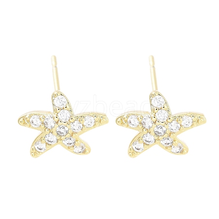 Brass Pave Clear Cubic Zirconia Stud Earring EJEW-S217-G04-1