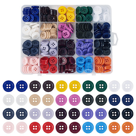 320Pcs 20 Colors 4-Hole Resin Buttons BUTT-TA0001-29D-1
