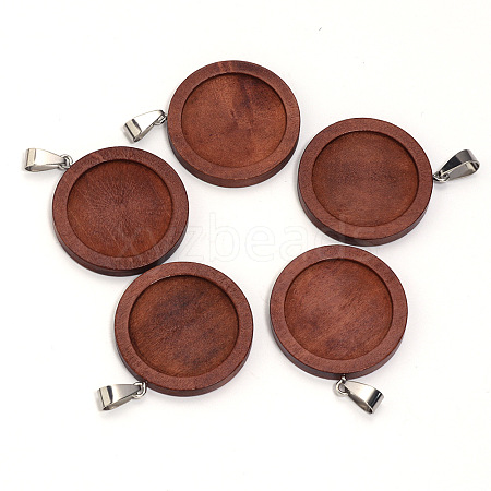 Wooden Pendant Cabochon Settings WOOD-WH0050-033C-1