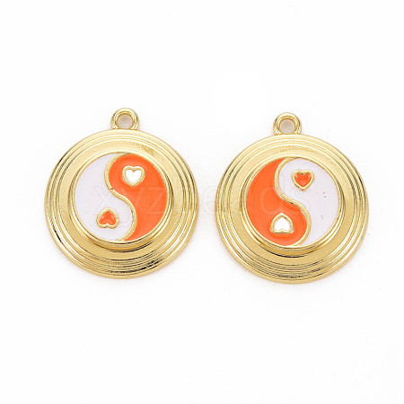 Rack Plating Light Gold Alloy Enamel Pendants ENAM-Q444-012B-RS-1