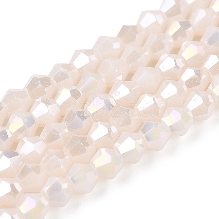 Opaque Solid Color Electroplate Glass Beads Strands EGLA-A039-P2mm-B06-1