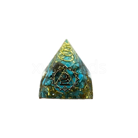 Chakra Pattern Orgonite Pyramid Resin Display Decorations G-PW0005-03E-1