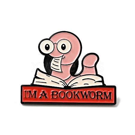 Word I'm A Bookworm Enamel Pin JEWB-C017-01D-1