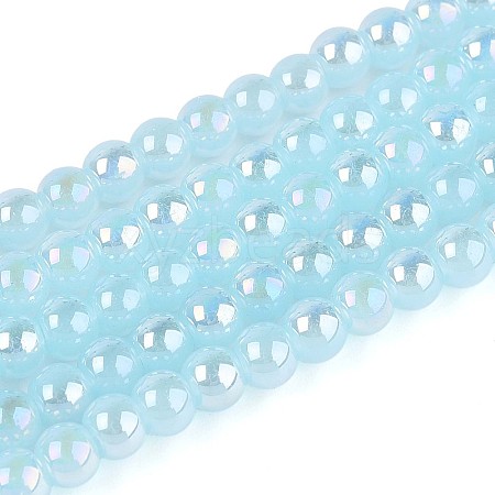 Electroplate Imitation Jade Glass Beads Strands GLAA-T032-J4mm-AB04-1
