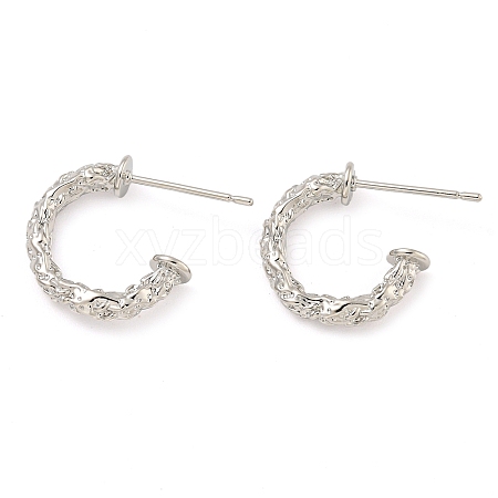 Rack Plating Brass C-Shaped Stud Earrings EJEW-T021-06P-1