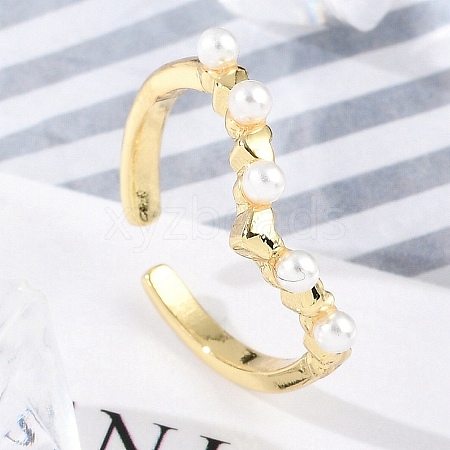 Heart Brass Open Cuff Rings for Women RJEW-R011-02G-1