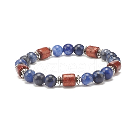 Natural Sodalite Beaded Stretch Bracelet for Women or Men BJEW-JB07732-04-1