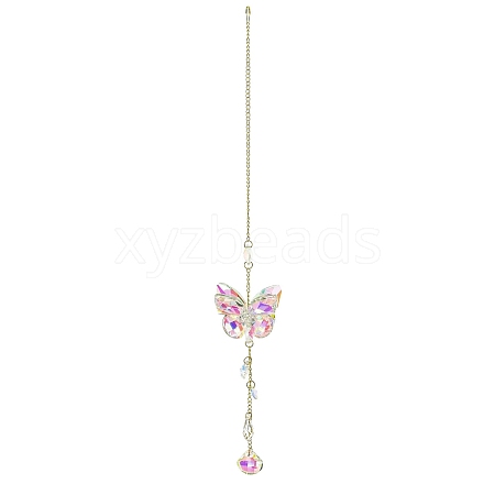 Glass Rectangle Hanging Suncatchers HJEW-P018-B02-1