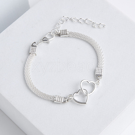 Double Heart Alloy Link Bracelets FS-WGC61CE-02-1