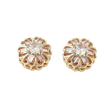 Brass Micro Pave Clear Cubic Zirconia Beads KK-Z059-02G-1