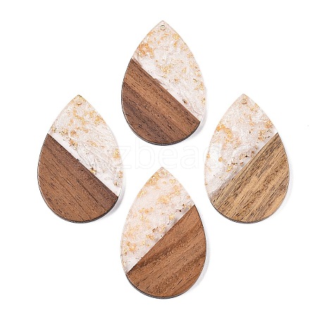 Transparent Resin & Walnut Wood Big Pendants RESI-T058-05N-1