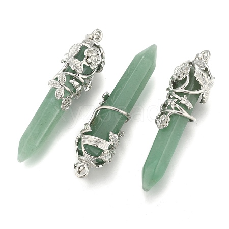 Natural Green Aventurine Pointed Pendants G-O164-02-P07-1