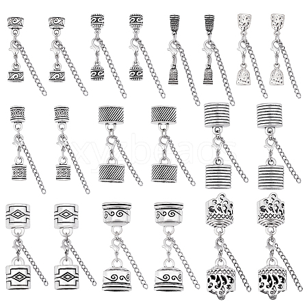 20Pcs 10 Styles Alloy Cord Ends with Lobster Claw Clasps HJEW-PH02011-1