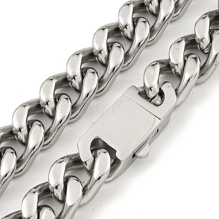 Non-Tarnish 201 Stainless Steel Cuban Link Chain Necklaces for Women and Men NJEW-F322-04P-03-1