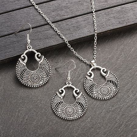 Bohemian Style Alloy Pendant Necklaces & Dangle Earrings Sets WG43411-01-1